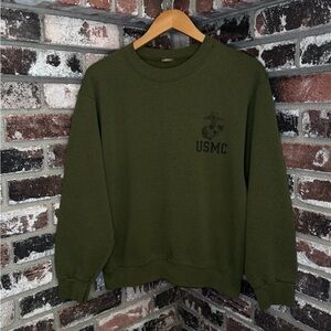 USMC Unite States Marine Corps Olive Green Crewneck Sweater